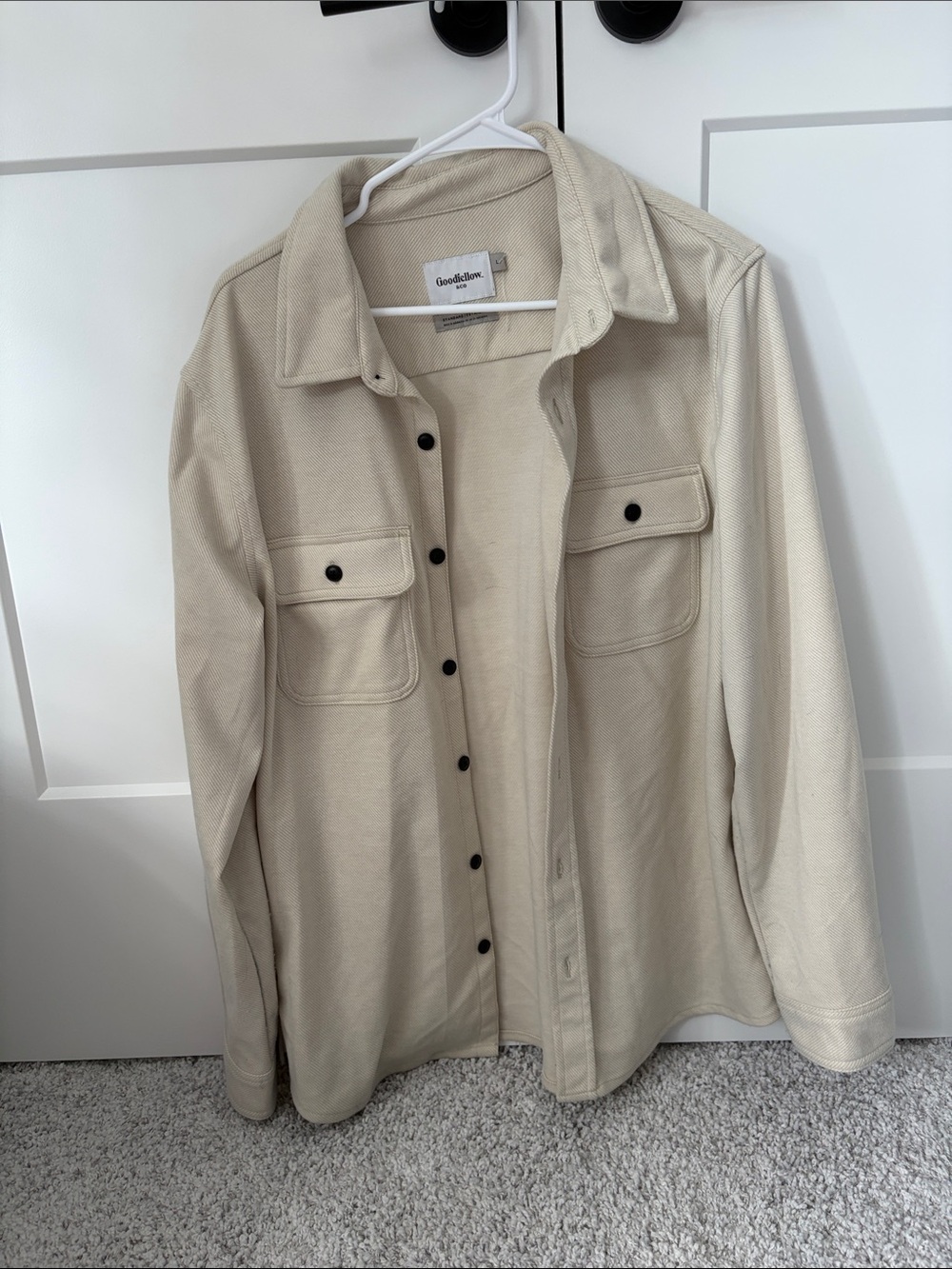 Goodfellow & Co Men's Beige Button-Up Shirt Jacket